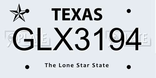 GLX3194 Texas License Plate
