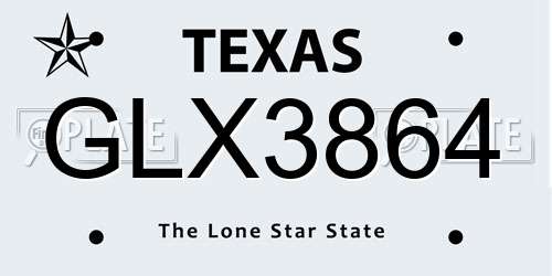 GLX3864 Texas License Plate