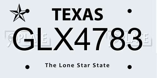 GLX4783 Texas License Plate