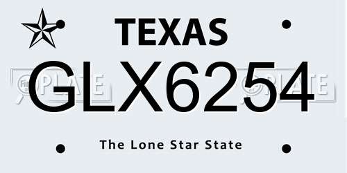 GLX6254 Texas License Plate