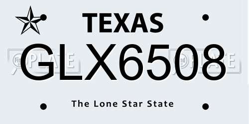 GLX6508 Texas License Plate