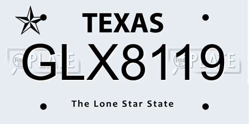 GLX8119 Texas License Plate