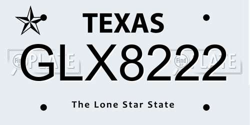 GLX8222 Texas License Plate