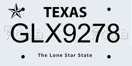 GLX9278 Texas License Plate