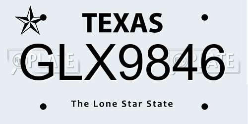 GLX9846 Texas License Plate
