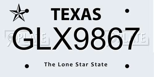 GLX9867 Texas License Plate