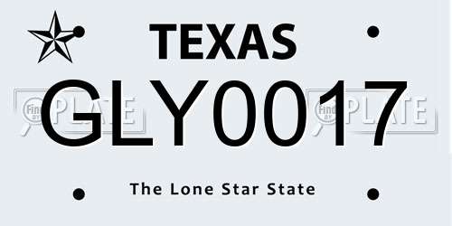 GLY0017 Texas License Plate