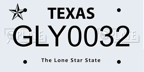 GLY0032 Texas License Plate