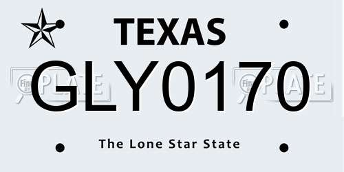 GLY0170 Texas License Plate