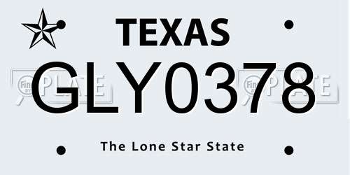 GLY0378 Texas License Plate