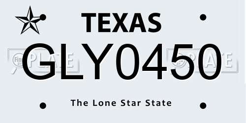 GLY0450 Texas License Plate