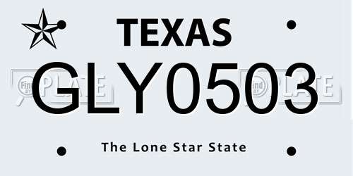 GLY0503 Texas License Plate