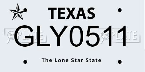 GLY0511 Texas License Plate