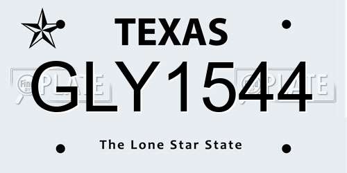 GLY1544 Texas License Plate