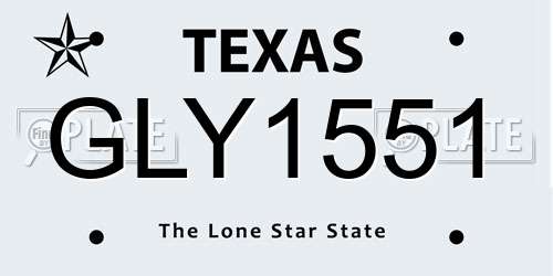 GLY1551 Texas License Plate