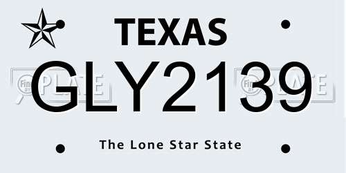 GLY2139 Texas License Plate