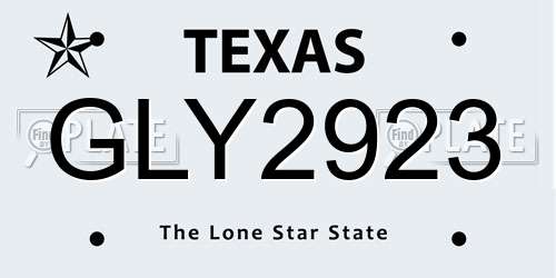 GLY2923 Texas License Plate