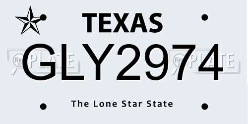 GLY2974 Texas License Plate