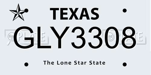 GLY3308 Texas License Plate