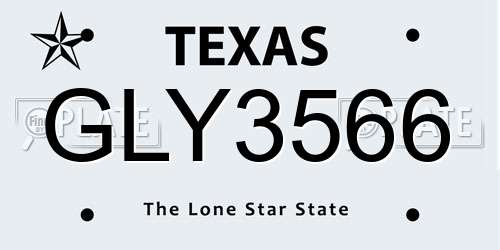 GLY3566 Texas License Plate