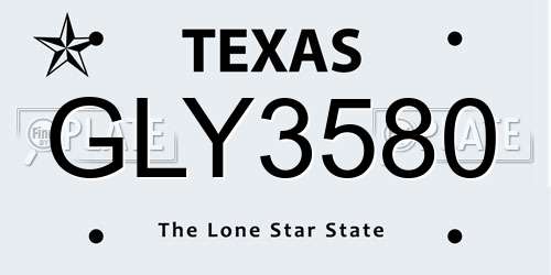 GLY3580 Texas License Plate
