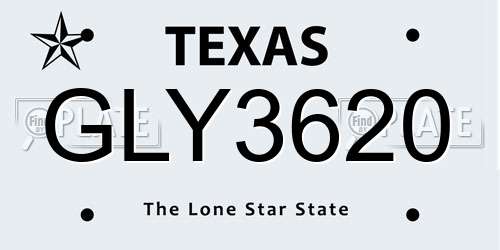 GLY3620 Texas License Plate