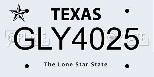 GLY4025 Texas License Plate