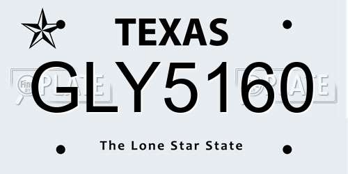 GLY5160 Texas License Plate