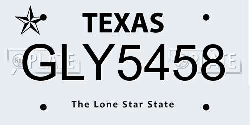GLY5458 Texas License Plate