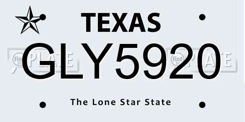 GLY5920 Texas License Plate