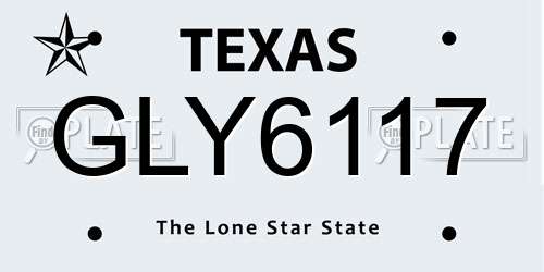 GLY6117 Texas License Plate