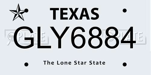 GLY6884 Texas License Plate
