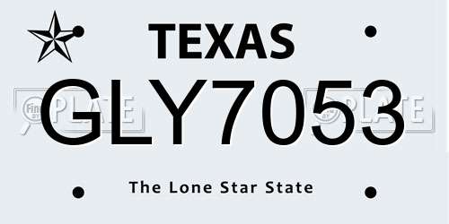 GLY7053 Texas License Plate