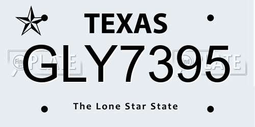 GLY7395 Texas License Plate