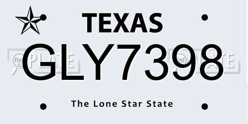 GLY7398 Texas License Plate