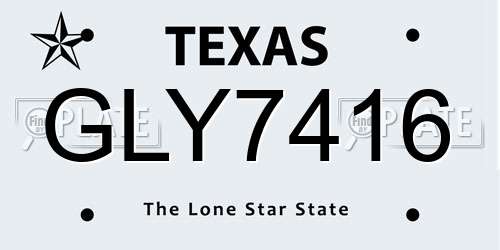 GLY7416 Texas License Plate