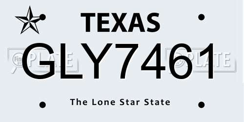 GLY7461 Texas License Plate