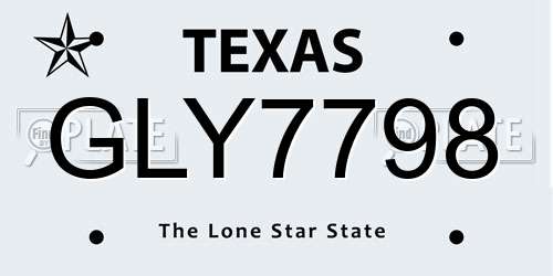 GLY7798 Texas License Plate