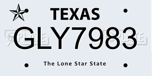GLY7983 Texas License Plate