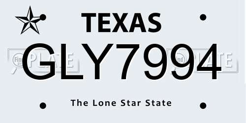 GLY7994 Texas License Plate