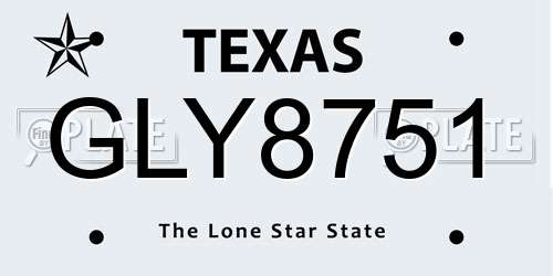 GLY8751 Texas License Plate