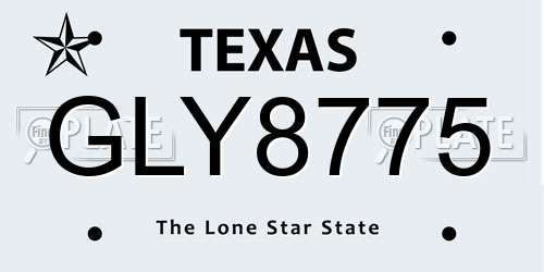 GLY8775 Texas License Plate