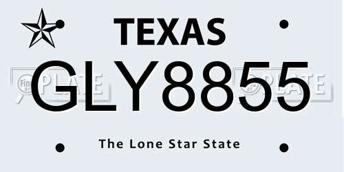 GLY8855 Texas License Plate