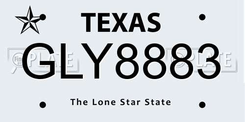 GLY8883 Texas License Plate