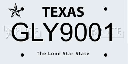 GLY9001 Texas License Plate