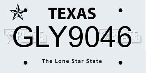 GLY9046 Texas License Plate