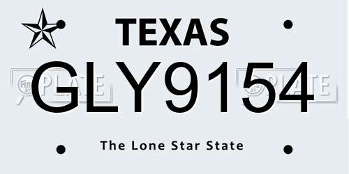 GLY9154 Texas License Plate
