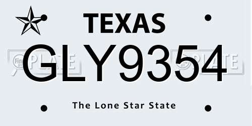 GLY9354 Texas License Plate