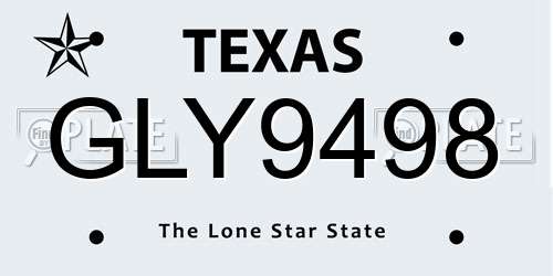 GLY9498 Texas License Plate