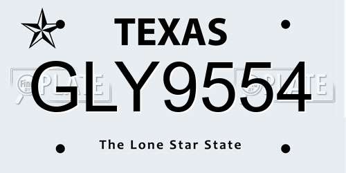 GLY9554 Texas License Plate